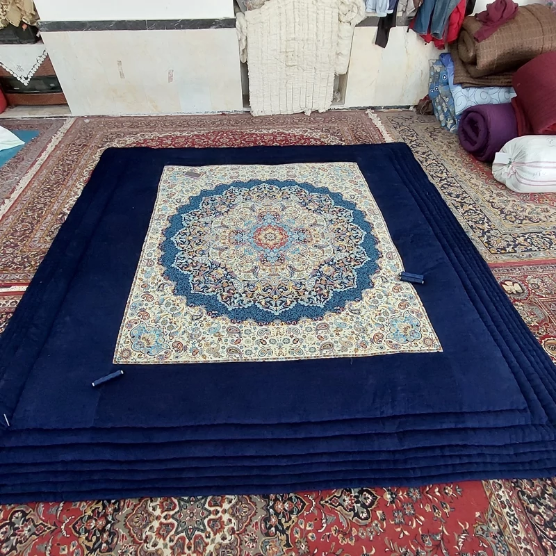 Price and Buy Handmade Termeh Korsi Quilt | Persian Hand-Stitched Comforter in 3x3, 3.5x3.5 & 4x4 Sizes - Image 15