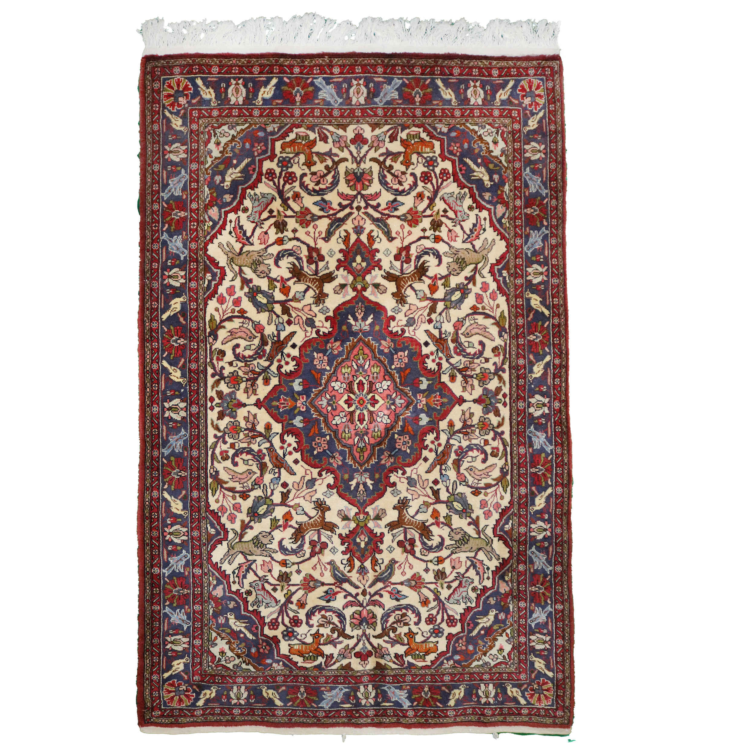 Price and Buy Persian Carpet with Wool Hand-Knotted in Bijar Geometric Red