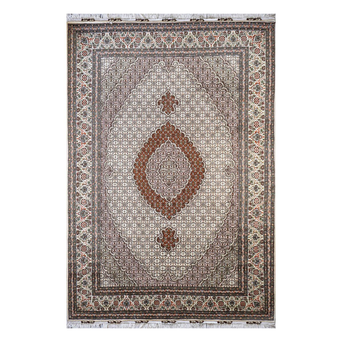 Price and Buy Authentic Persian Carpet with Wool Hand-Knotted in Khoy Riz Mahi Brown
