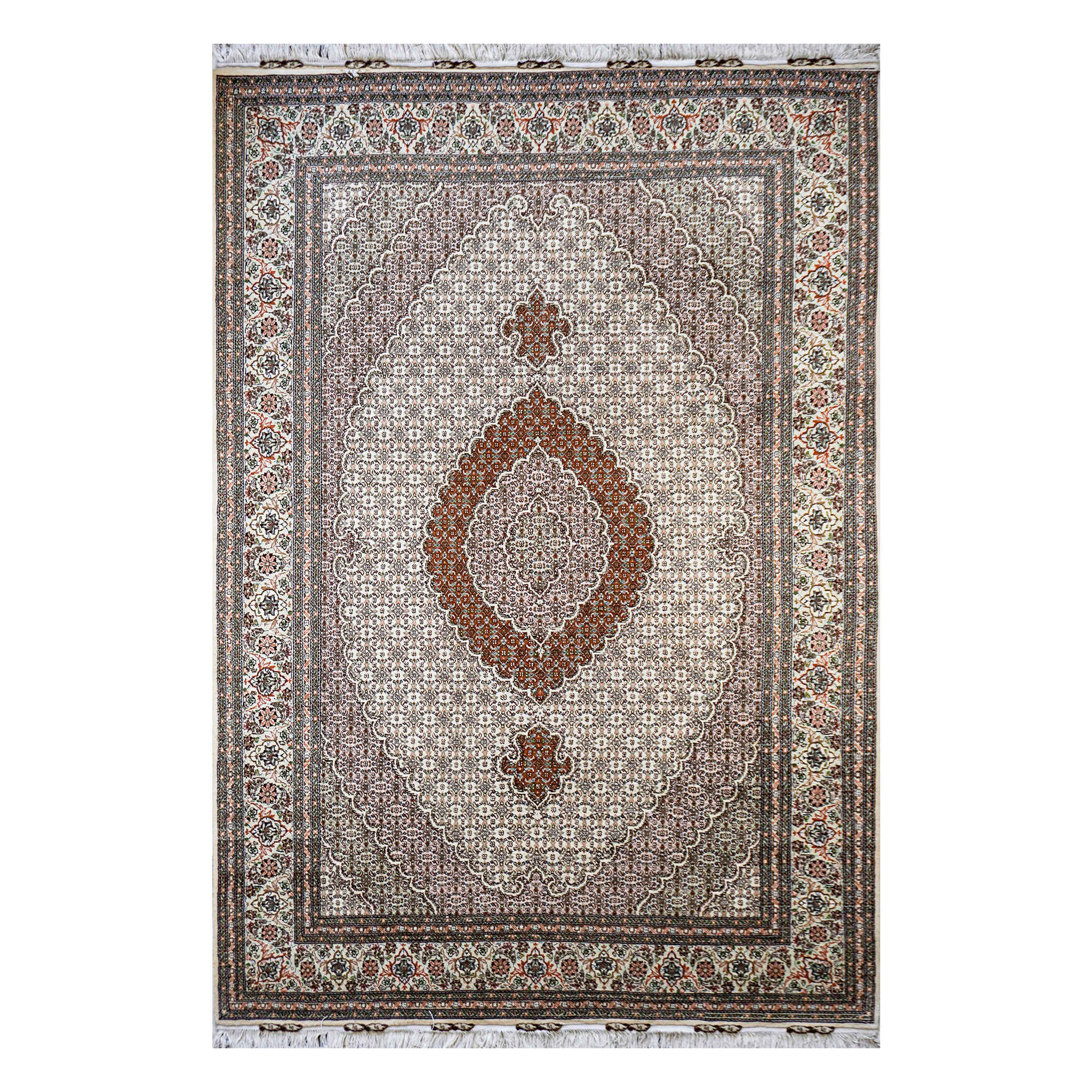 Price and Buy Authentic Persian Carpet with Wool Hand-Knotted in Khoy Riz Mahi Brown