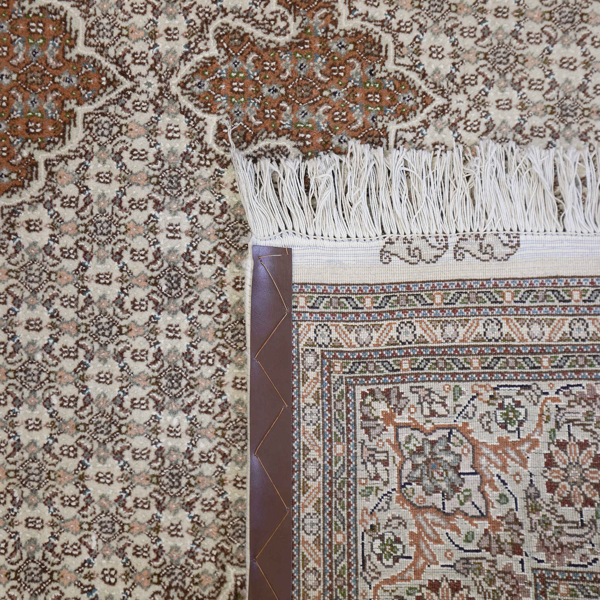 Price and Buy Authentic Persian Carpet with Wool Hand-Knotted in Khoy Riz Mahi Brown - Image 2