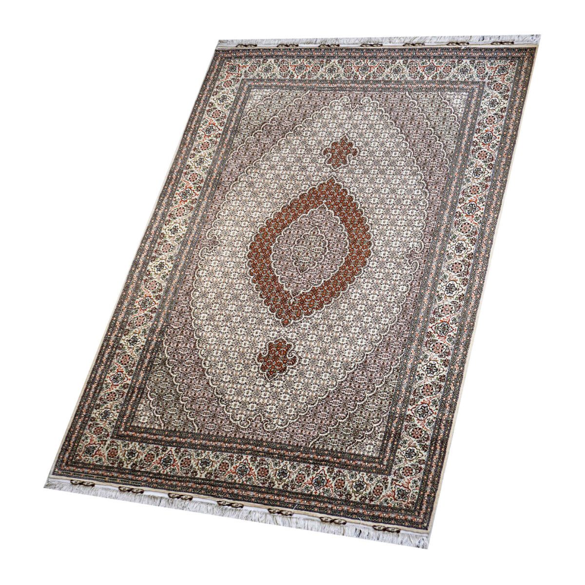 Price and Buy Authentic Persian Carpet with Wool Hand-Knotted in Khoy Riz Mahi Brown - Image 5