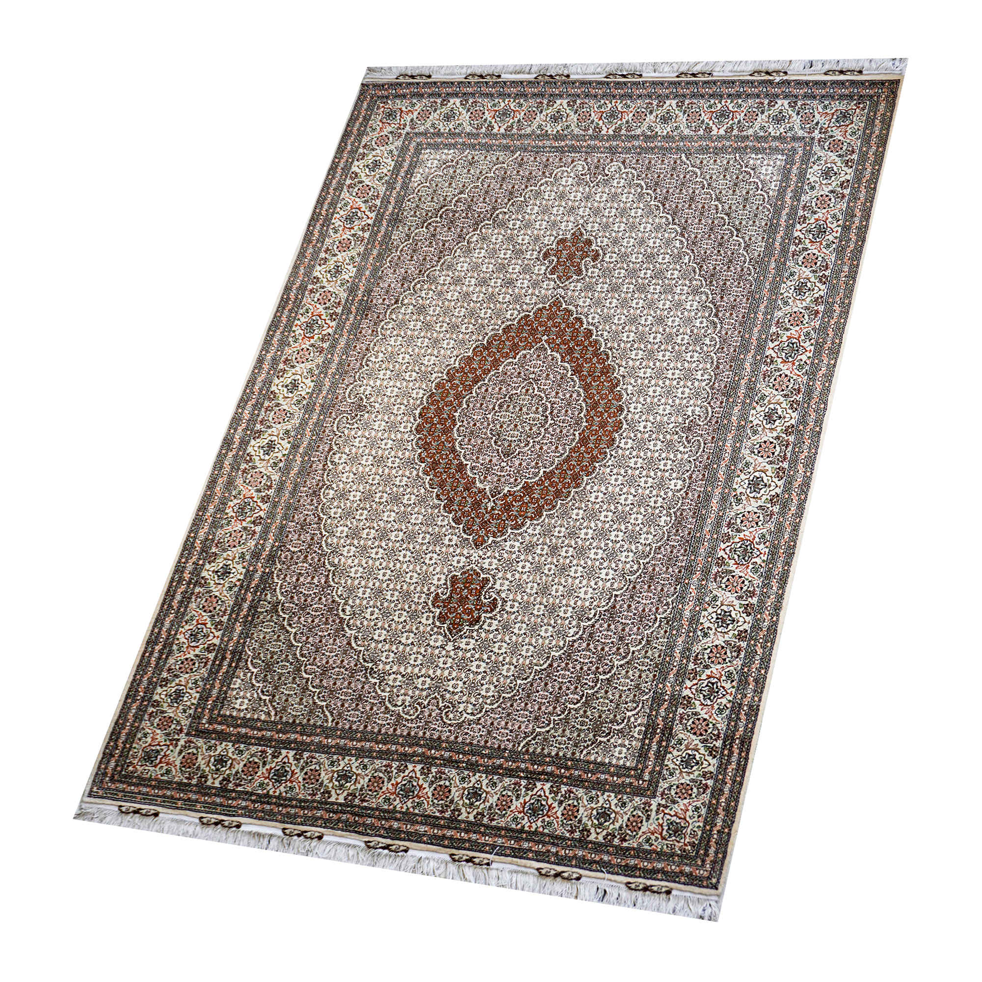 Price and Buy Authentic Persian Carpet with Wool Hand-Knotted in Khoy Riz Mahi Brown - Image 5