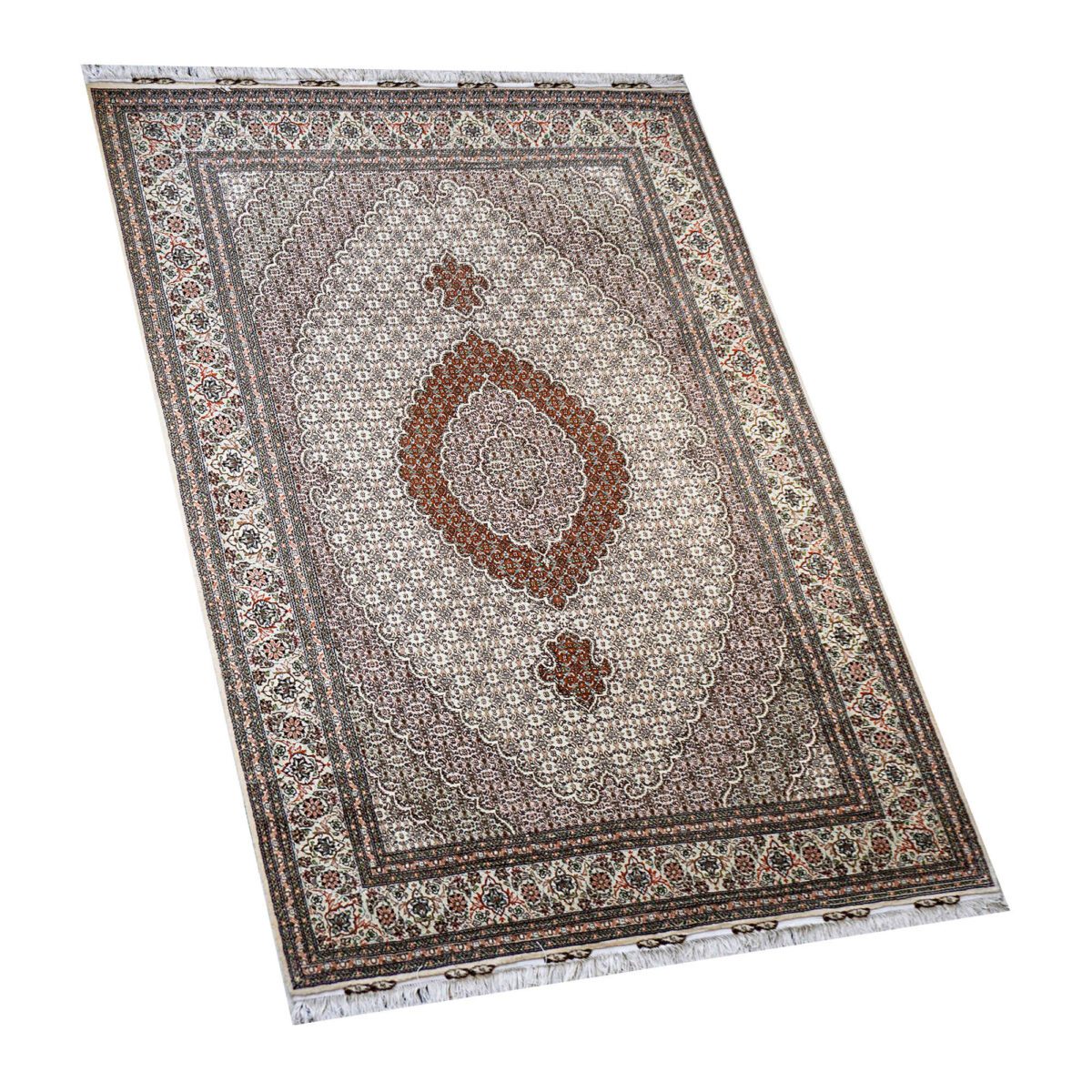 Price and Buy Authentic Persian Carpet with Wool Hand-Knotted in Khoy Riz Mahi Brown - Image 3