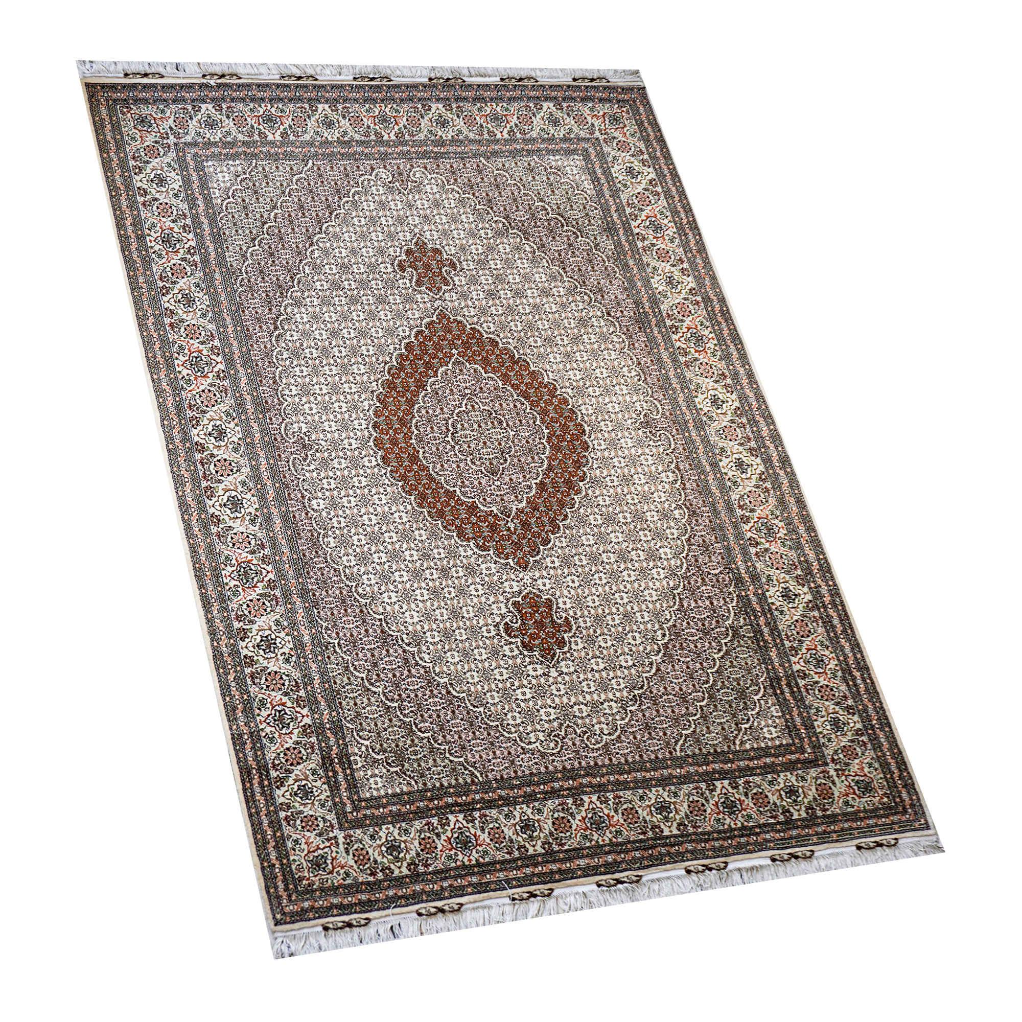 Price and Buy Authentic Persian Carpet with Wool Hand-Knotted in Khoy Riz Mahi Brown - Image 3