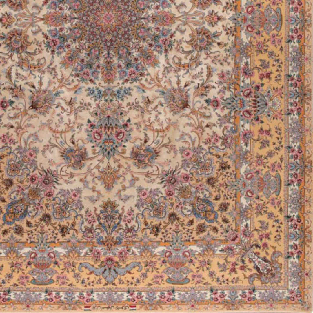 Price and Buy Authentic Persian Carpet with Silk Hand-Knotted in Isfahan Lachak Toranj - Image 2