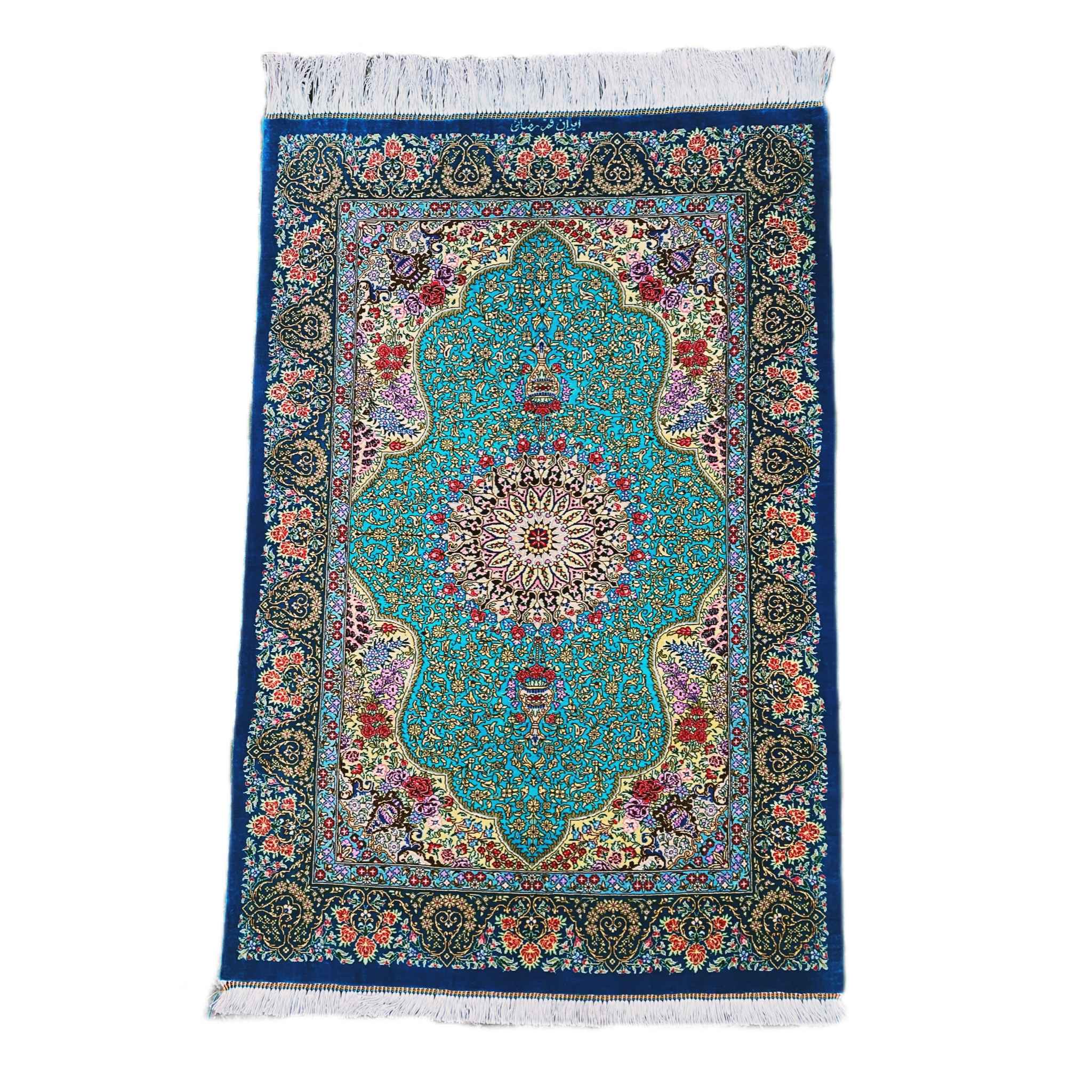 Price and Buy Authentic Persian Silk Carpet Hand-Knotted in Qom Lachak Toranj