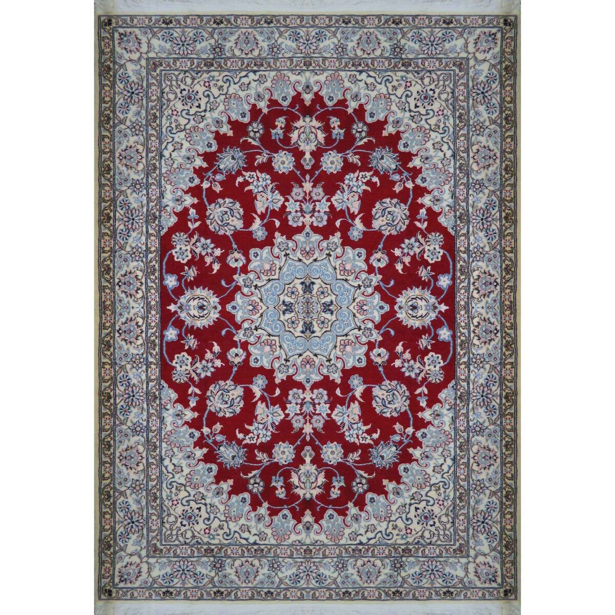 Price and Buy Authentic Persian Silk Carpet Hand-Knotted in Naeen Lachak Toranj Red