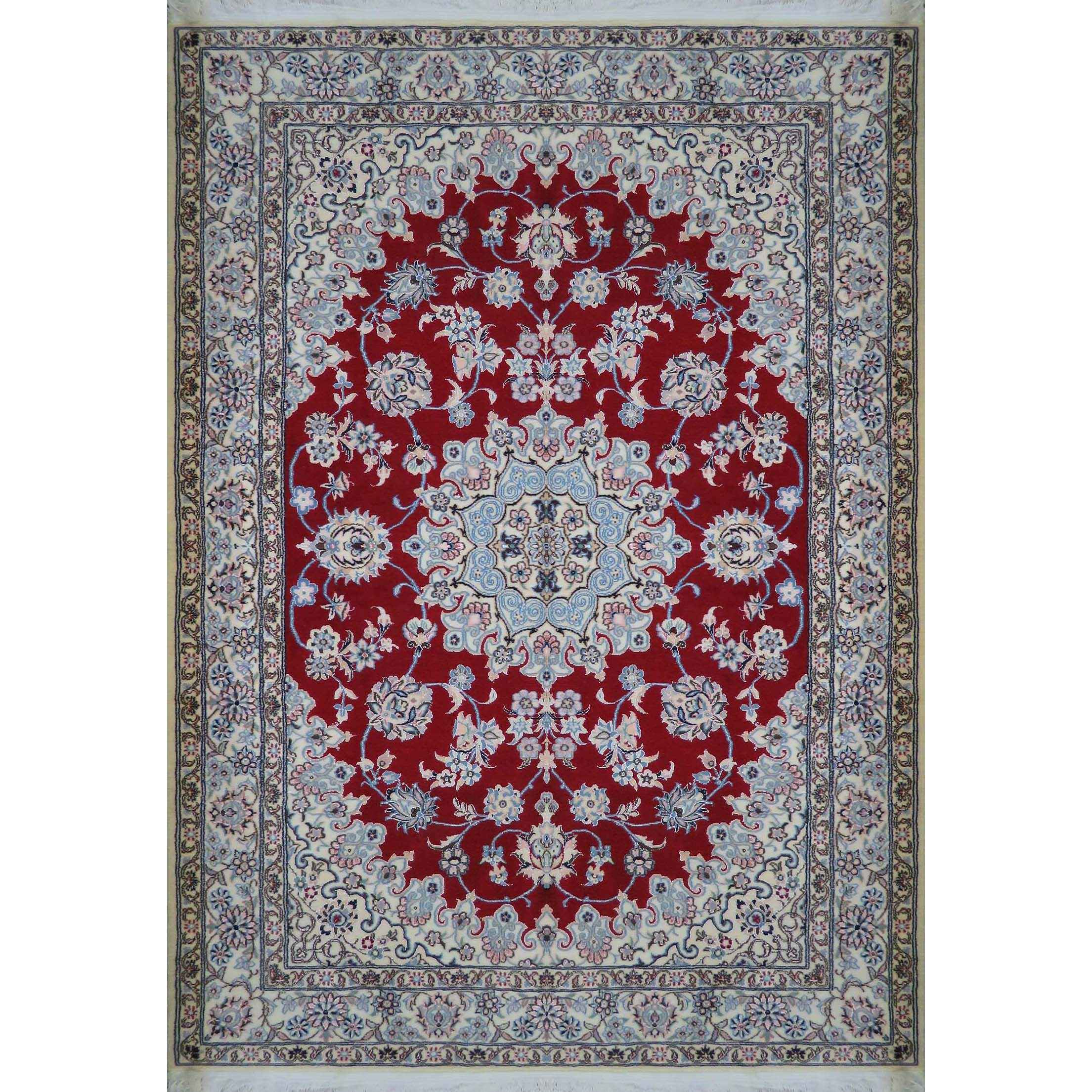 Price and Buy Authentic Persian Silk Carpet Hand-Knotted in Naeen Lachak Toranj Red
