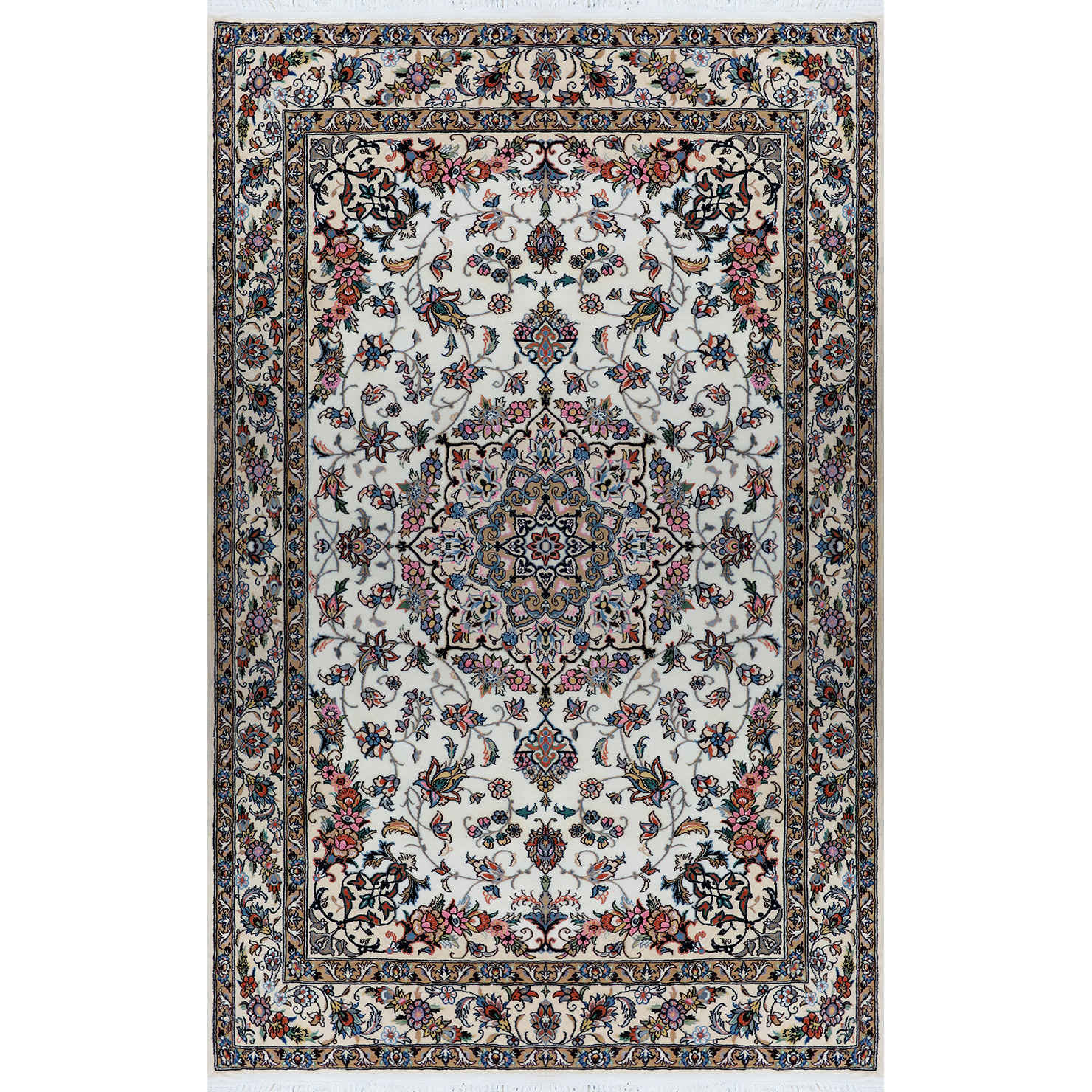 Price and Buy Authentic Persian Silk Carpet Hand-Knotted in Nain Lachak Toranj