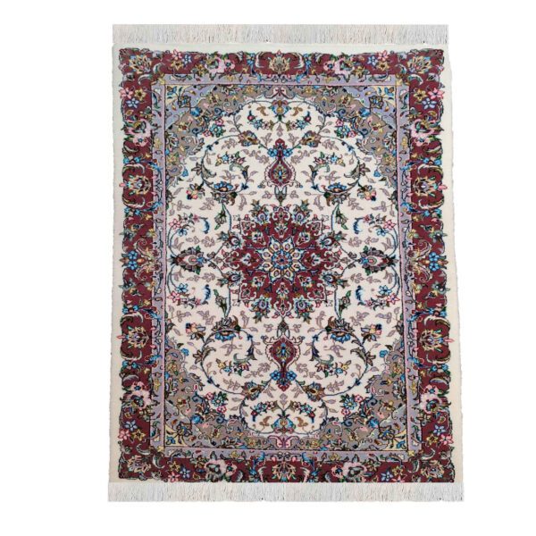 Authentic-Persian-Silk-Rug-Hand-Knotted-in-Kashan-Medallion-Cream-6-1 Price and Buy Authentic Persian Silk Carpet Hand-Knotted in Kashan Toranj Cream