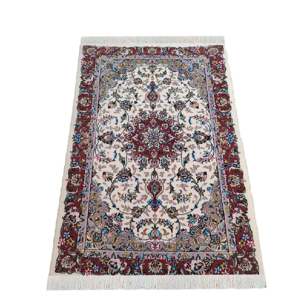 Price and Buy Authentic Persian Silk Carpet Hand-Knotted in Kashan Toranj Cream - Image 5