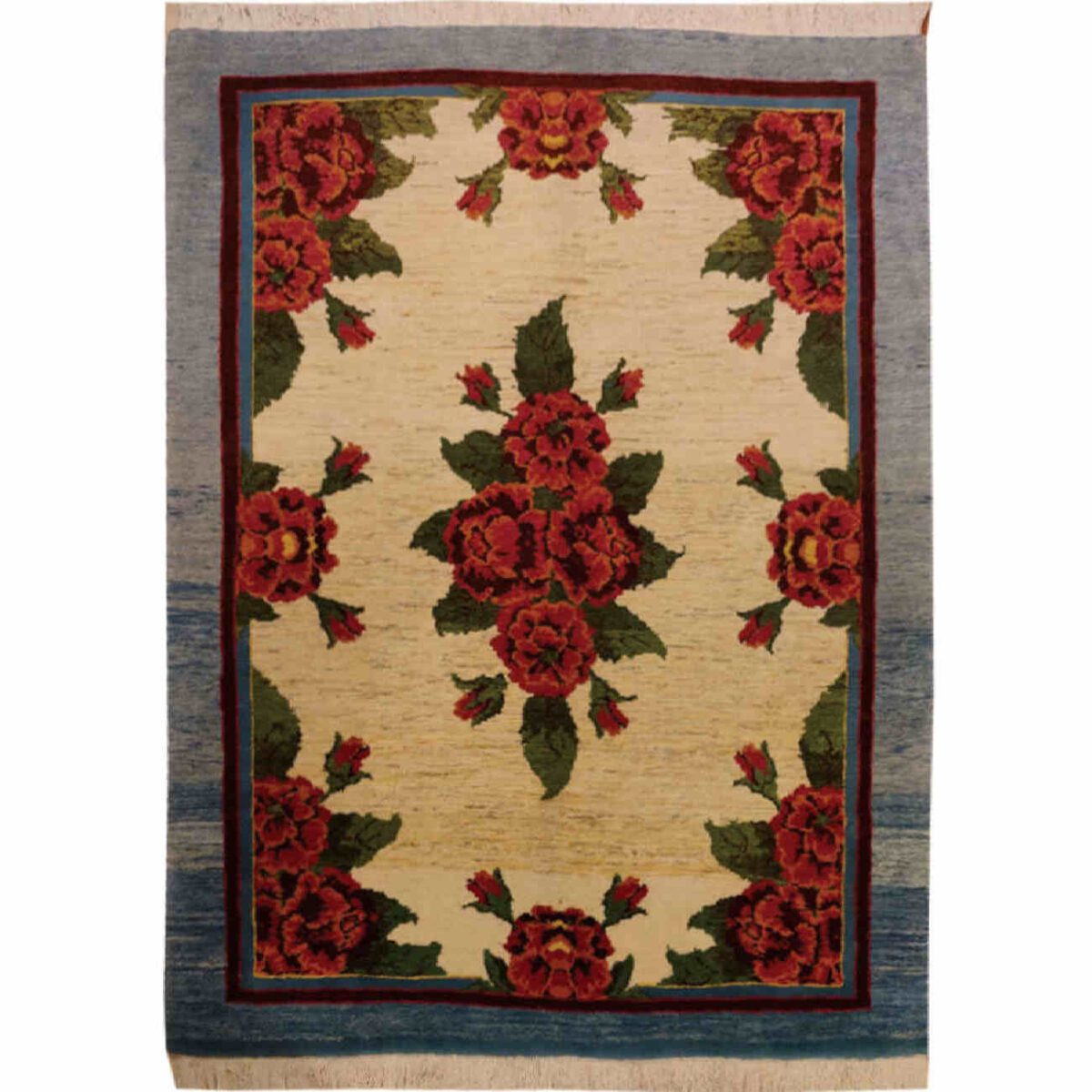 Price and Buy Authentic Persian Wool Carpet Hand-Knotted in Shiraz Floral Cream