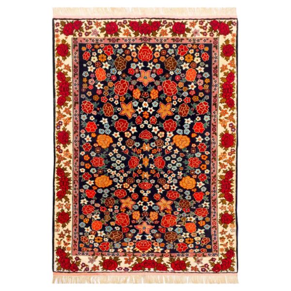Authentic-Persian-Wool-Rug-Hand-Knotted-in-Bojnurd-Floral-Bordered Price and Buy Authentic Persian Wool Carpet Hand-Knotted in Bojnurd Floral Bordered