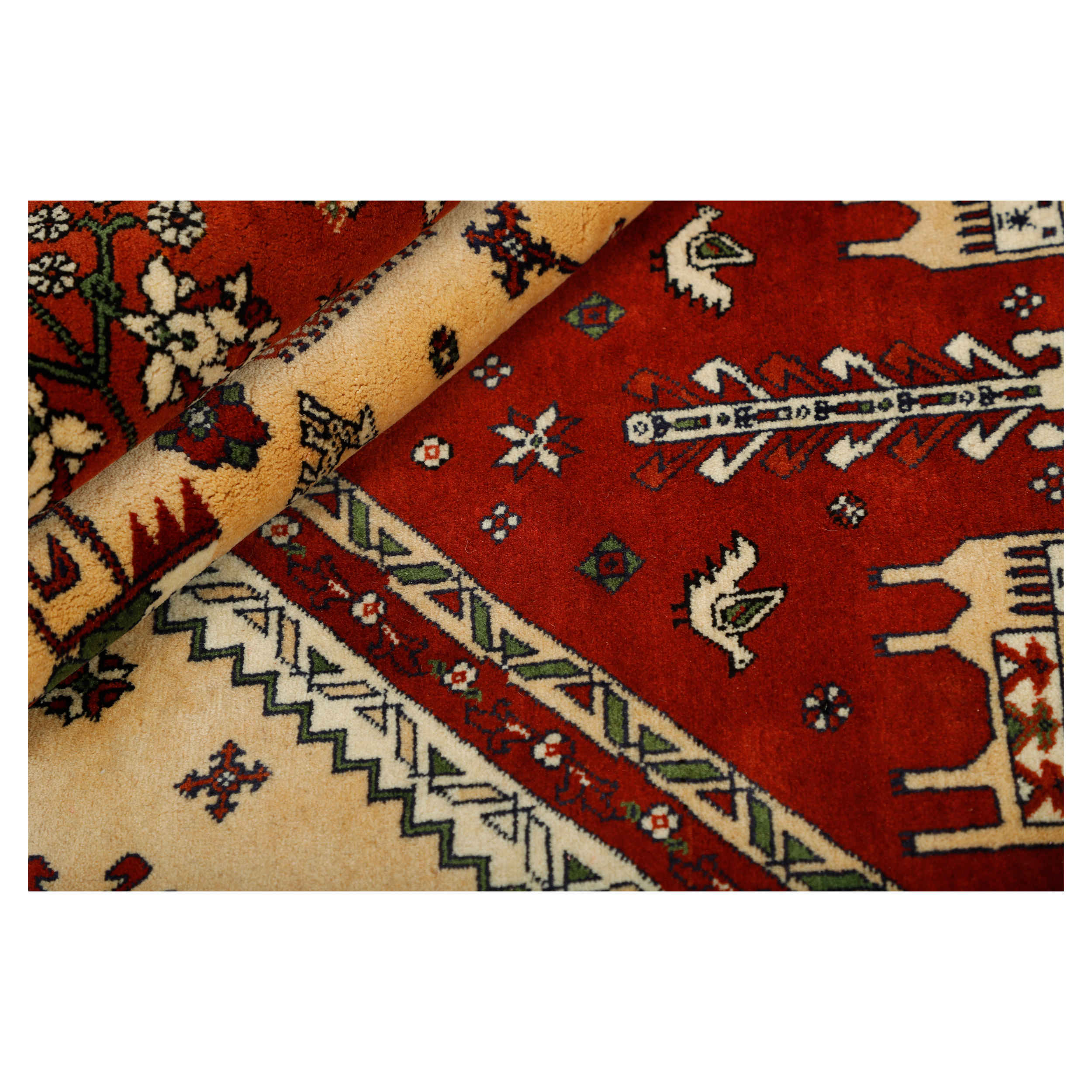 Price and Buy Authentic Persian Wool Carpet Hand-Knotted in Fars Medallion Red - Image 3