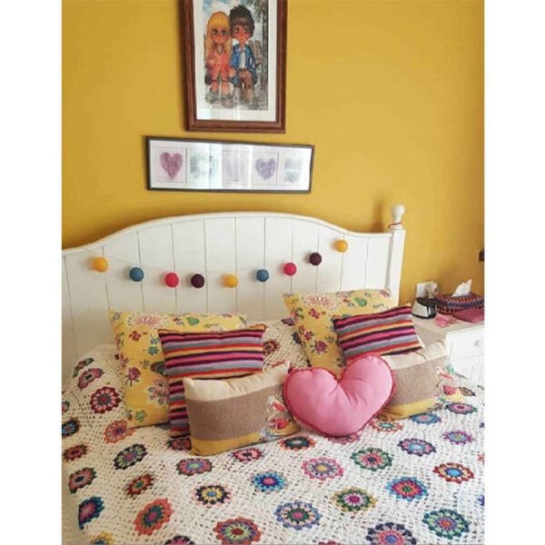 Cotton-Knitted-Bedspread-Model-Afsane1 Price and Buy Cotton Crochet Bedspread – Afghan Style Colorful Blanket – Afsane