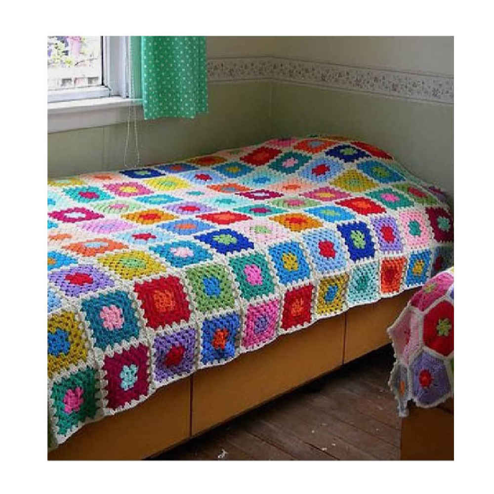 Price and Buy Cotton Crochet Bedspread – Afghan Style Colorful Blanket – Parvin