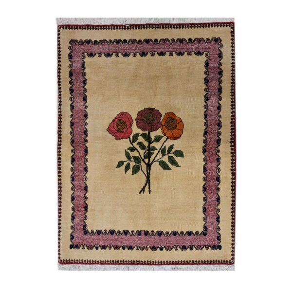 Genuine-Persian-Wool-Carpet-Hand-Knotted-Rose-Flowers-Light-Brown-2 Price and Buy Genuine Persian Wool Carpet Hand-Knotted Rose Flowers Light Brown