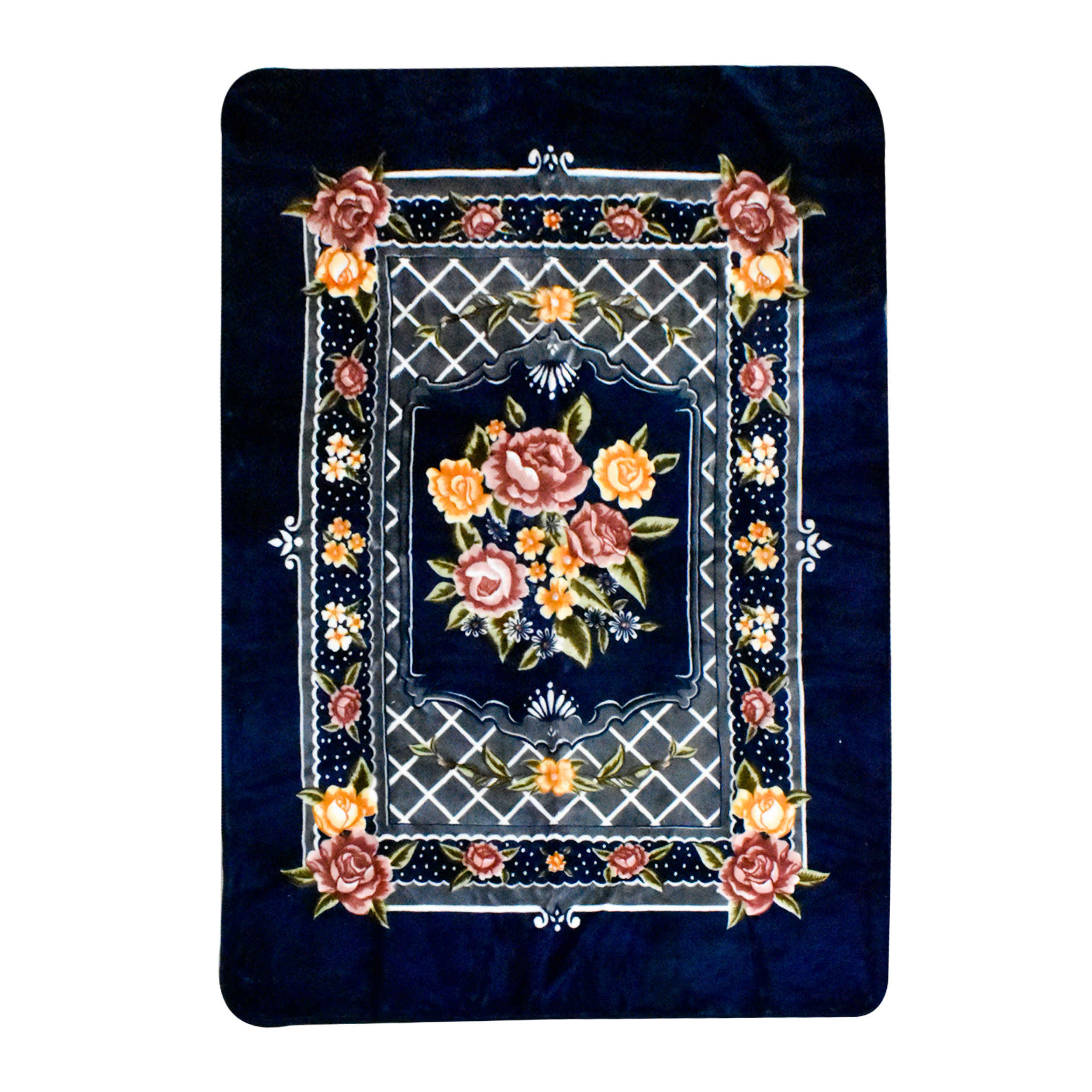 Price and Buy Golbaft Persian Single Bed Blanket Floral Navy Blue - Image 2