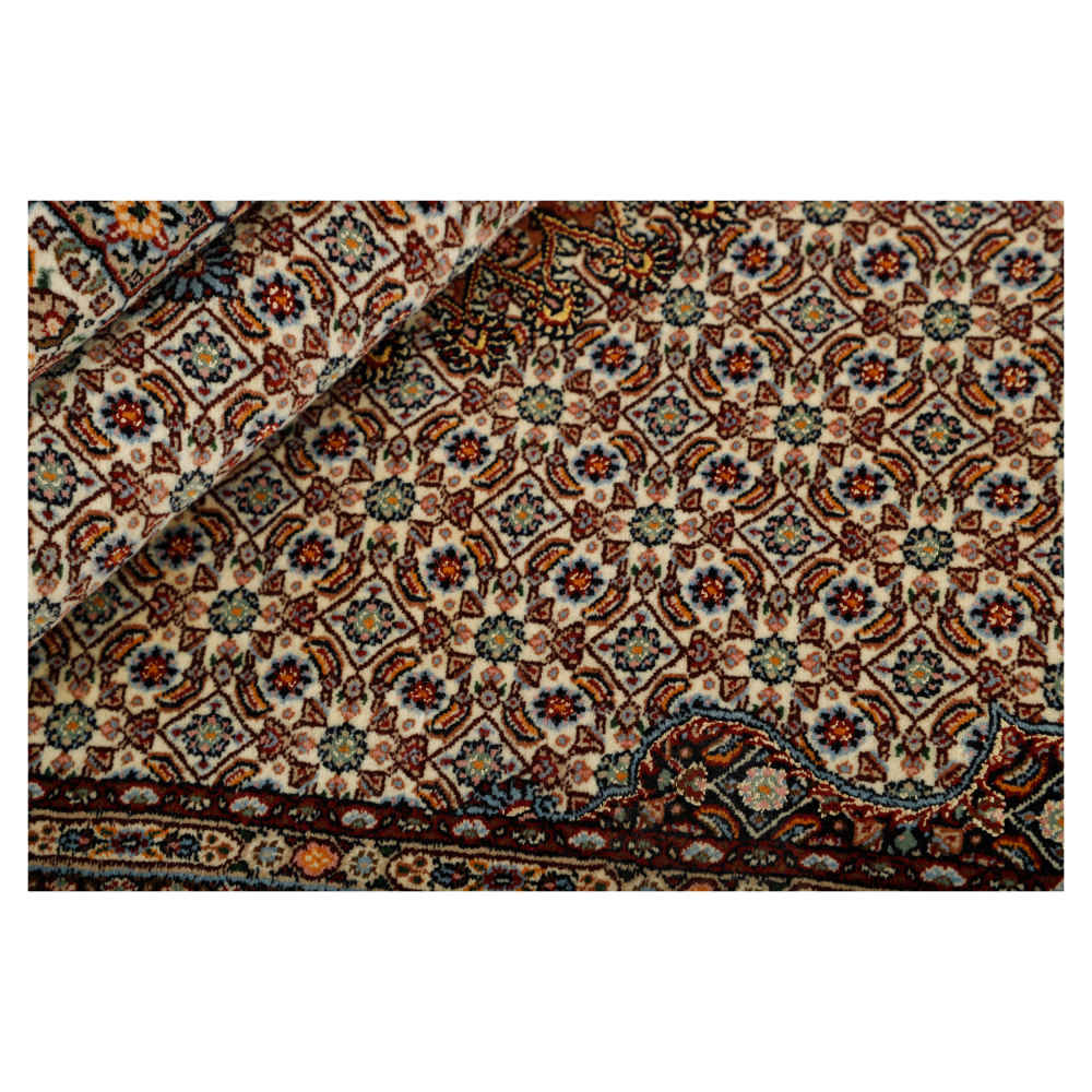 Price and Buy Persian Silk Carpet Hand-Knotted Original in Golabetoon Riz Mahi Brown - Image 5
