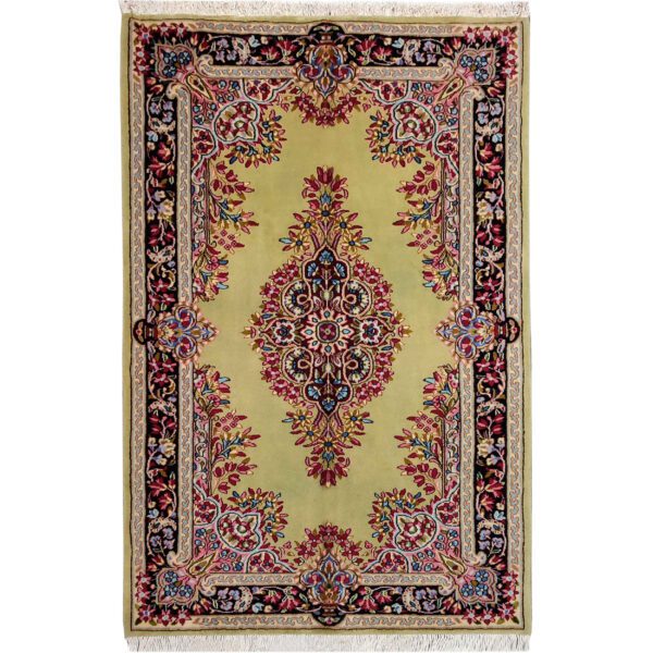 Hand-Knotted-Kerman-Carpet-Rug-Model-Narenj2 Price and Buy Persian Wool Carpet Hand-Knotted with Medallion design Model Narenj