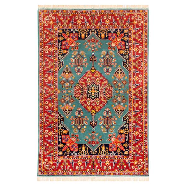 Hand-Knotted-Persian-Bojnourd-2.5-Meter-Rug-Blue-Color-2 Price and Buy Persian Wool Carpet Hand-Knotted Blue