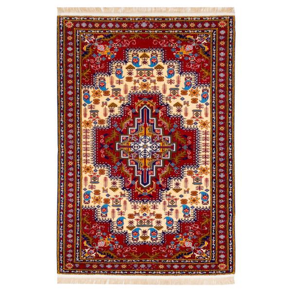 Hand-Knotted-Persian-Bojnourd-Carpet-Gold-Color-2 Price and Buy Persian Wool Carpet Hand-Knotted with Medallion design Model Gold