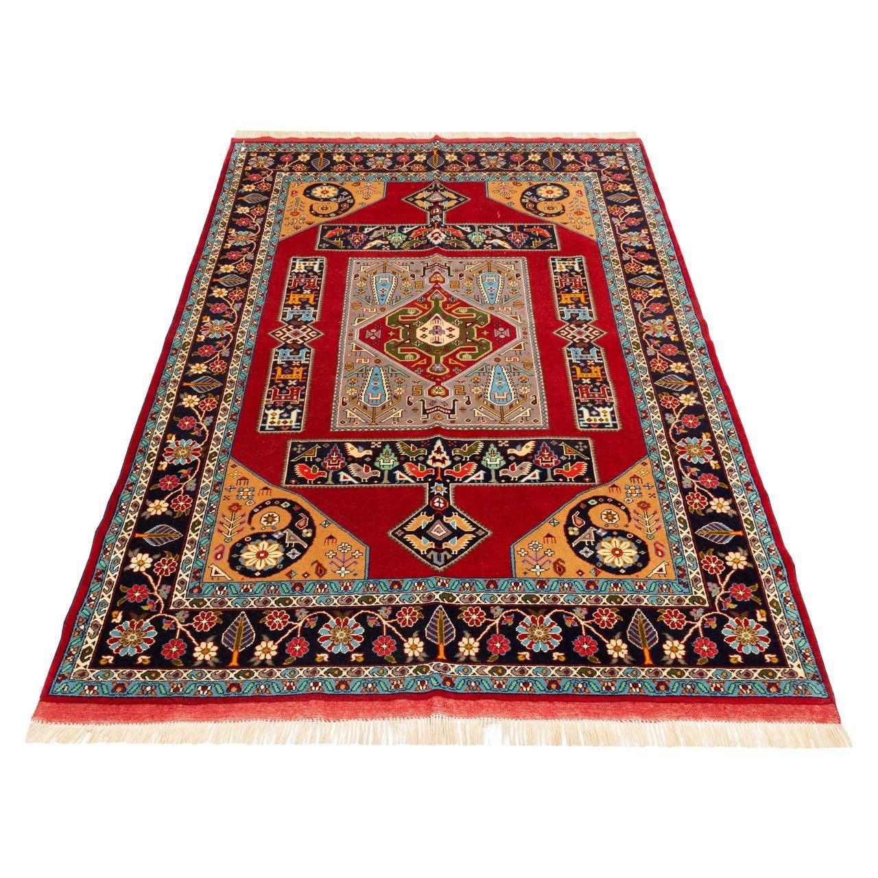 Price and Buy Persian Carpet Intricately Hand-Knotted Medallion Silk & Wool Blend Laki Red - Image 3