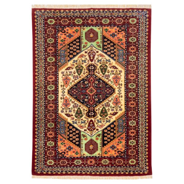 Hand-Knotted-Persian-Bojnourd-Silk-Carpet-Golden-Color Price and Buy Persian Wool Carpet Hand-Knotted with Medallion design Golden