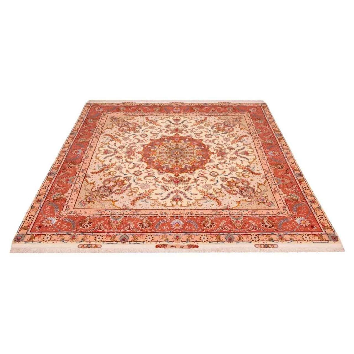 Price and Buy Persian Carpet Hand-Knotted Medallion Tabriz Silk & Wool Blend Wool Carpet Dina - Image 3