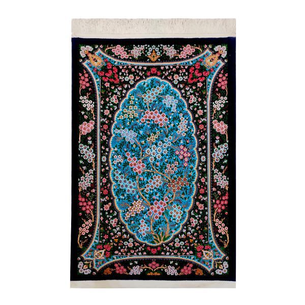 Hand-Knotted-Qom-Black-Rug-Model-Behesht-2 Price and Buy Qom Hand-Knotted Persian Carpet Model Behesht