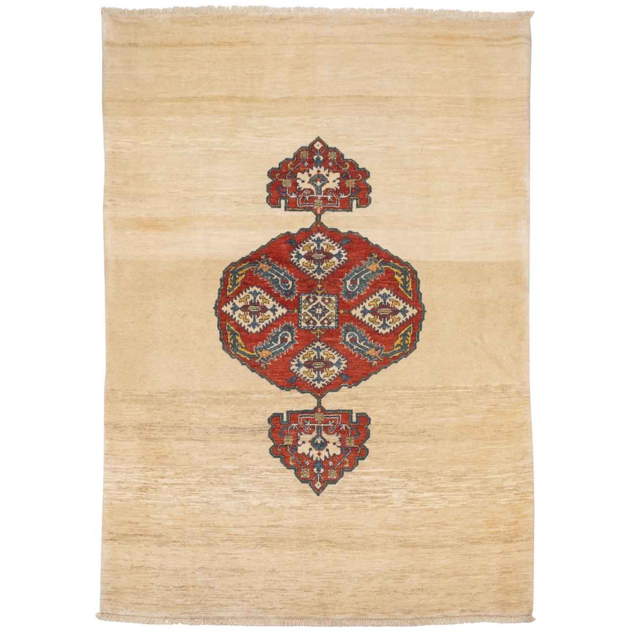 Price and Buy Persian Carpet with Wool Hand-Knotted Riz Mahi Cream