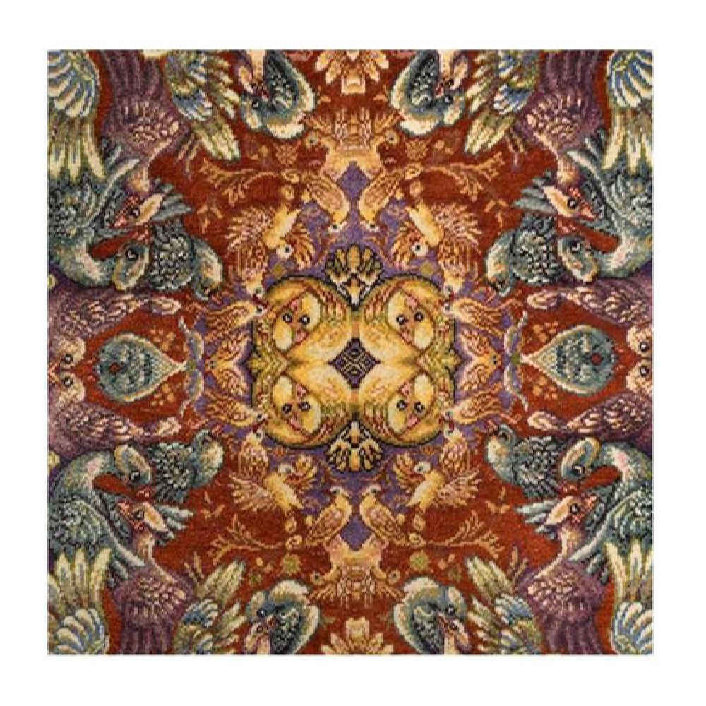 Price and Buy Qom Medallion Hand-Knotted Persian Silk Carpet Purple - Image 2