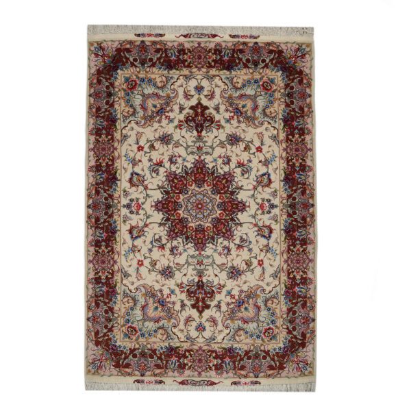 Hand-knotted-Tabriz-Silk-Carpet-Rug-Model-Cheleh2 Price and Buy Persian Carpet Hand-Knotted Medallion Tabriz Kork Wool & Silk Blend Carpet Cheleh