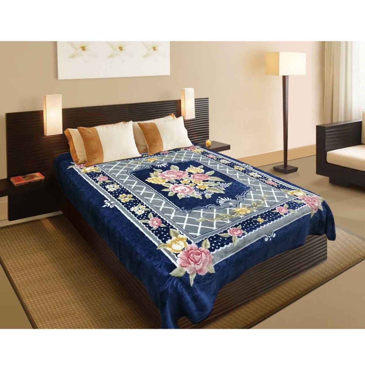 Price and Buy Golbaft Iranian Double Bed Blanket Navy Blue - Image 2