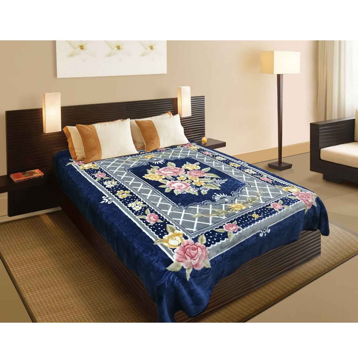 Price and Buy Golbaft Iranian Double Bed Blanket Navy Blue - Image 2