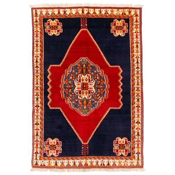Iranian-Hand-Knotted-25-Meter-Wool-Rug-Model-Rokh Price and Buy Shiraz Medallion Hand-Knotted Persian Carpet Rokh