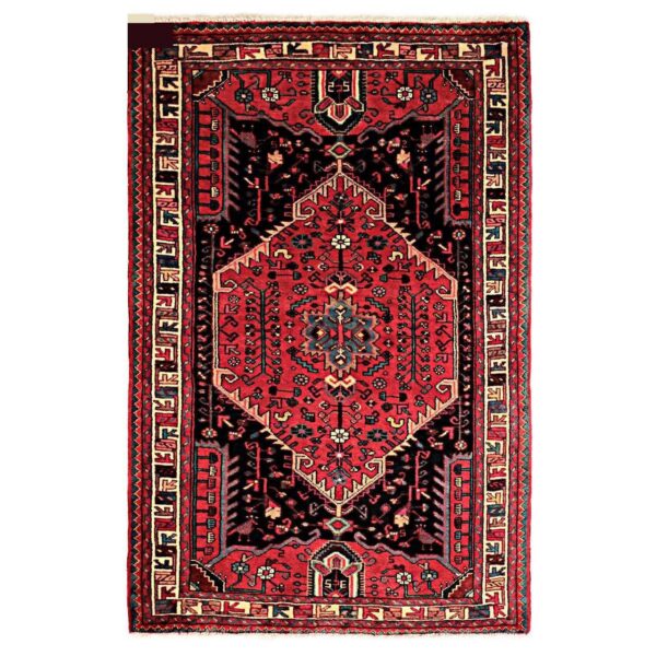 Iranian-Hand-Knotted-Hamadan-Rug-Model-Nour-2 Price and Buy Persian Carpet Intricately Hand-Knotted Medallion Wool Nour
