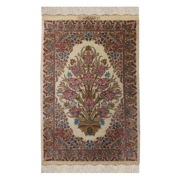 Iranian-Hand-Knotted-Qom-Silk-Carpet-Model-Brown Price and Buy Qom Hand-Knotted Persian Silk Carpet Brown