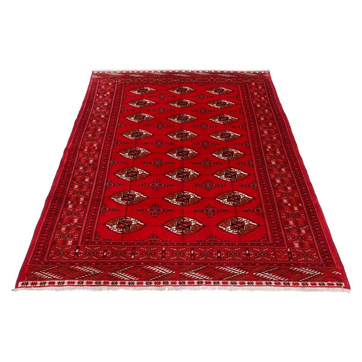 Price and Buy Persian Carpet Intricately Hand-Knotted Tribal Vermilion Color Wool - Image 3