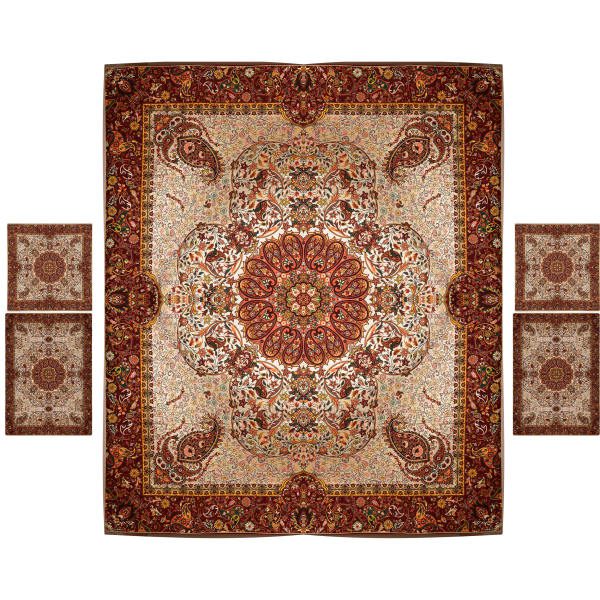 Iranian-Termeh-Bedspread-Model-Nahal-5X-2 Price and Buy Persian Bedspread Set – Oriental Style Double Size with Termeh Fabric – Nahal