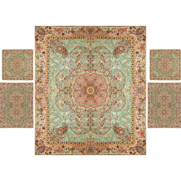 Iranian-Termeh-Bedspread-Model-Noyan-Set-of-5-2 Price and Buy Persian Bedspread Set – Oriental Style Double Size with Termeh Fabric – Noyan
