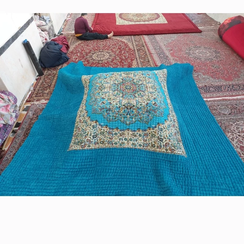 Price and Buy Handmade Termeh Korsi Quilt | Persian Hand-Stitched Comforter in 3x3, 3.5x3.5 & 4x4 Sizes - Image 2