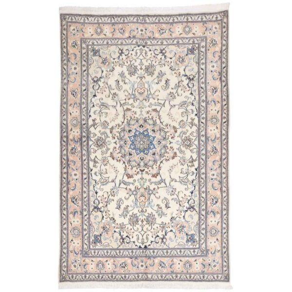 Original-Persian-Silk-Carpet-Hand-Knotted-in-Tabas-Floral-Medallion-Cream-1 Price and Buy Original Persian Silk Carpet Hand-Knotted in Tabas Floral Medallion Cream
