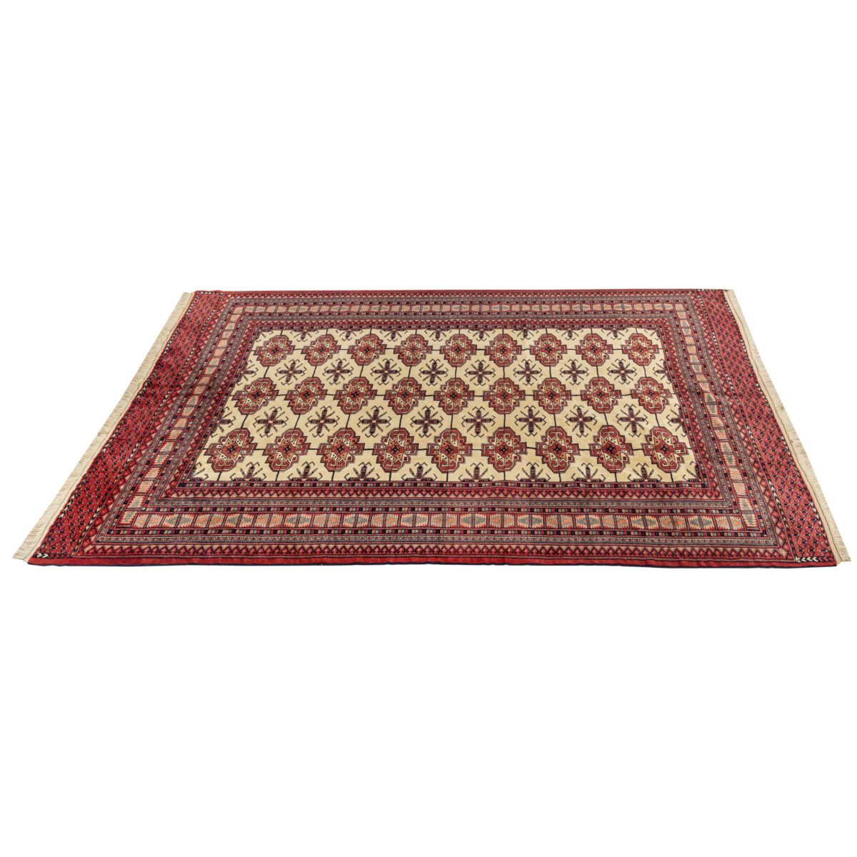 Price and Buy Persian Carpet with Wool Hand-Knotted Genuine in Golestan Torkaman Red - Image 2