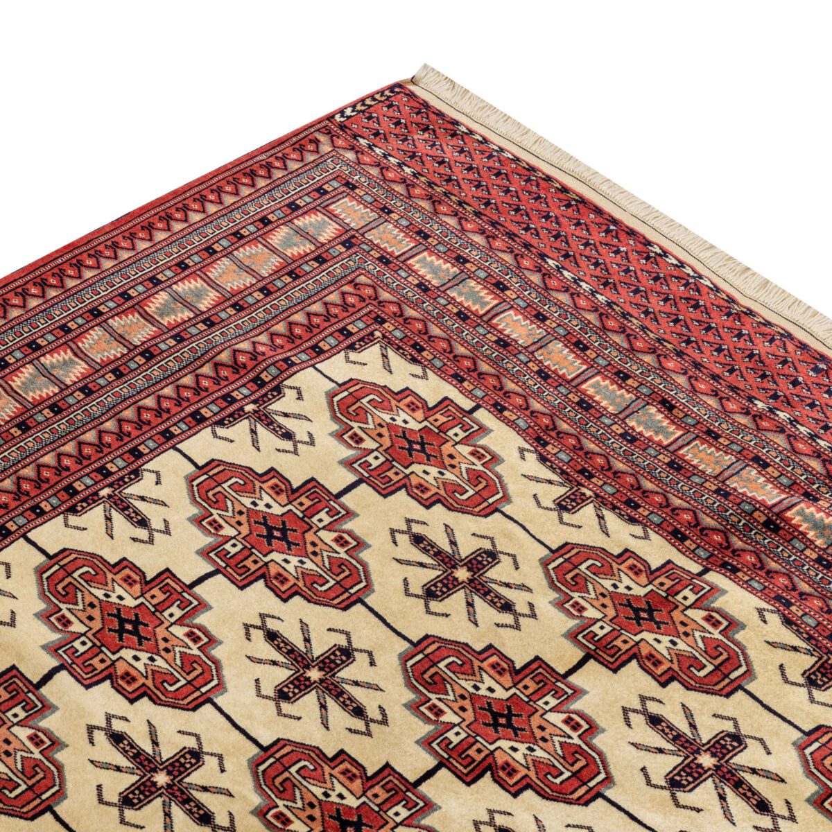 Price and Buy Persian Carpet with Wool Hand-Knotted Genuine in Golestan Torkaman Red - Image 8