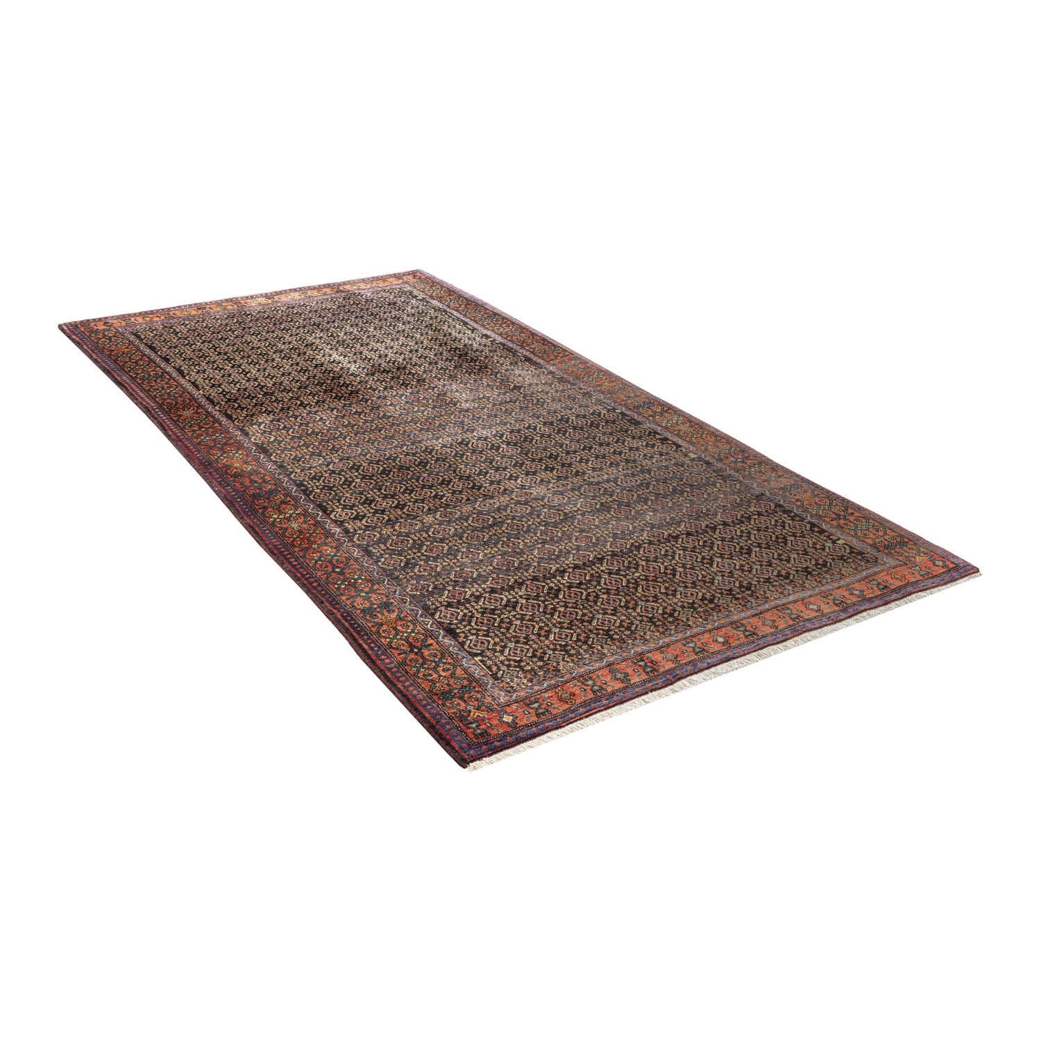 Price and Buy Persian Carpet with Wool Original Hand-Knotted in Kurdistan Herati Brown - Image 8