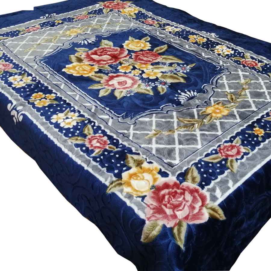 Price and Buy Golbaft Persian Single Bed Blanket Blue Navy Color - Image 2
