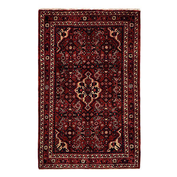 Persian-Hand-Knotted-2-Meter-Hamadan-Rug-Model-Red-1 Price and Buy Persian Carpet Intricately Hand-Knotted Medallion Wool Dark Color
