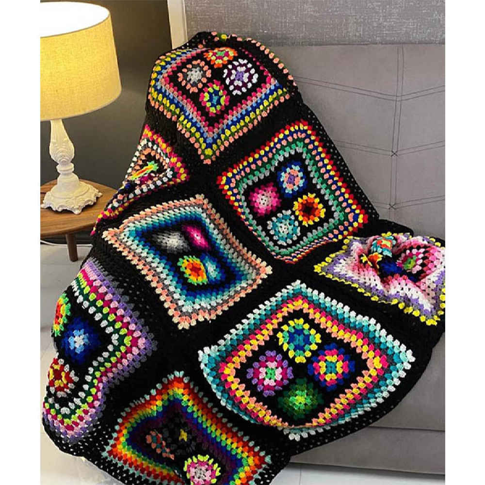 Price and Buy Crochet Throw for Sofa and Bed Checkered Bohemian Misa